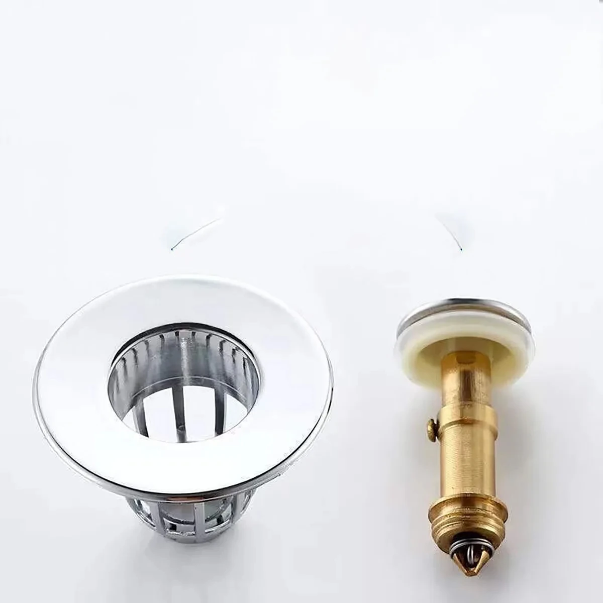Universal Rebound Abflussstopfen Filter Becken Pop-up Chrom Waschbecken Filter mit Haarfänger Badezimmer Waschbecken Abflussstopfen Einfacher Push-Typ
