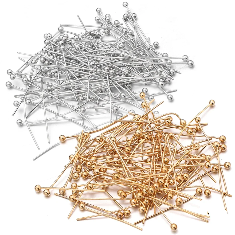 100Pcs Stainless Steel Ball Pins Silver Gold Plated Head Pin for Beads Threading Jewelry Making DIY Craft Handmade Accessories