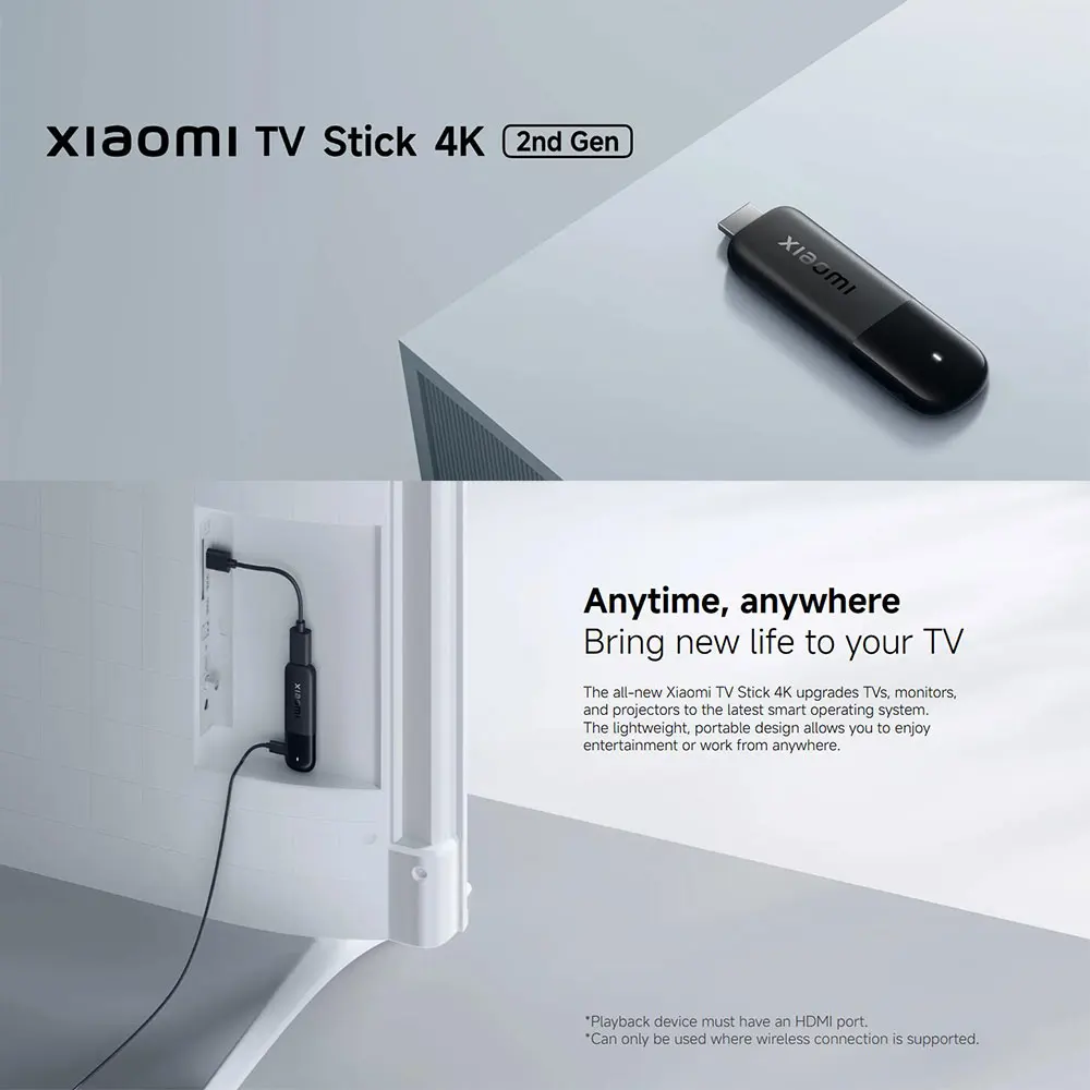 2025 Xiaomi TV Stick 4K 2nd Gen, Google TV, supporti in streaming portatili WiFi 6, assistente Netflix Google, dongle Smart TV BT5.2