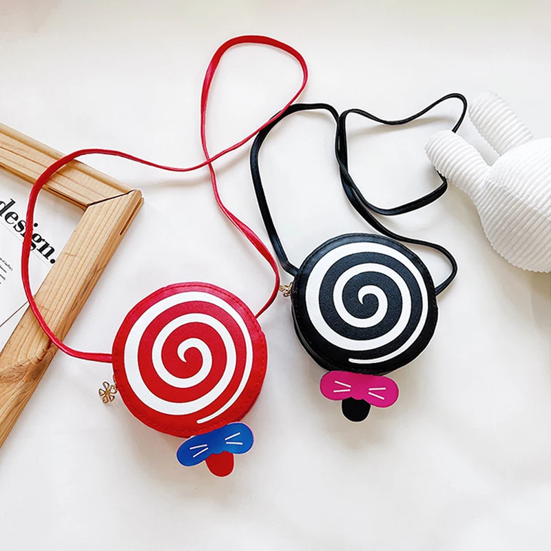 Dễ Thương Trẻ Em Nhỏ Túi Tròn Thời Trang Lollipop Hoa Văn Nữ Túi Đeo Vai Cậu Bé Gái, Chất Liệu Da PU Túi Trẻ Em Đồng Xu ví