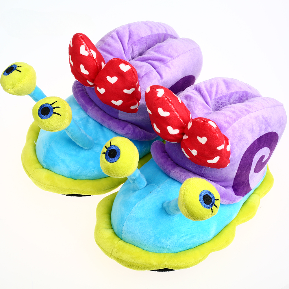 Unissex caracol chinelos dos desenhos animados casa indoor tênis chinelos de pelúcia quente casa sapatos aconchegante macio flip flop crianças sapatos engraçados das mulheres dos homens