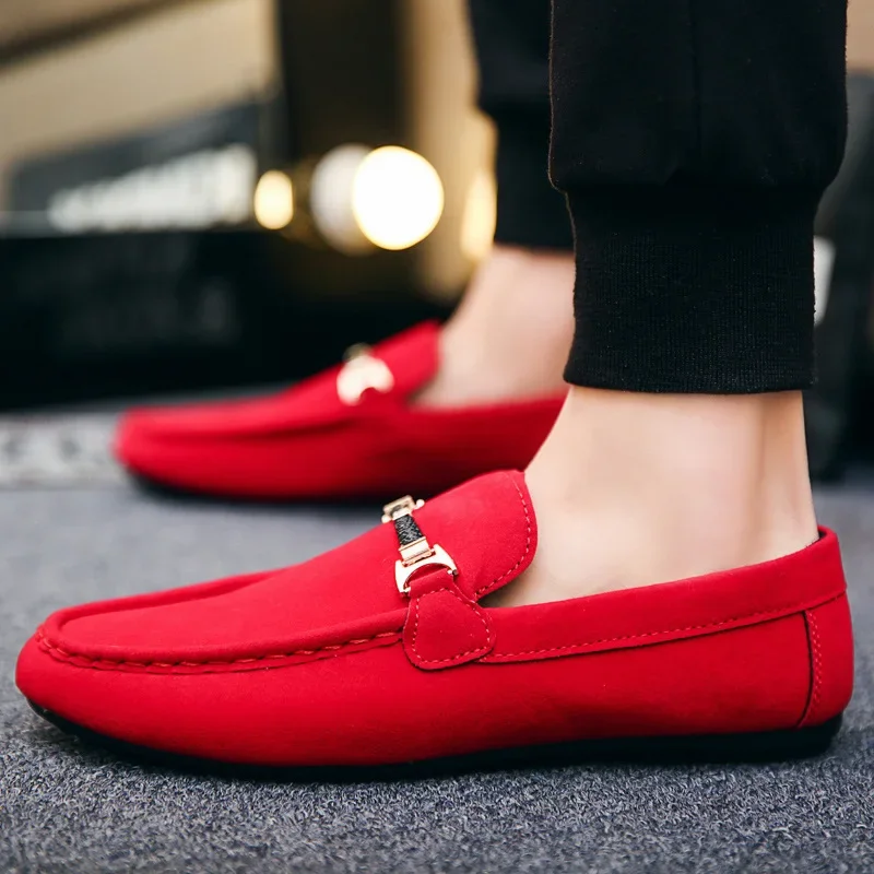 Slip-On Loafers สำหรับผู้ชายขับรถรองเท้าแตะคุณภาพสูงแฟลตชายรองเท้าหนังนิ่มสบายๆฤดูร้อนผู้ชายรองเท้า