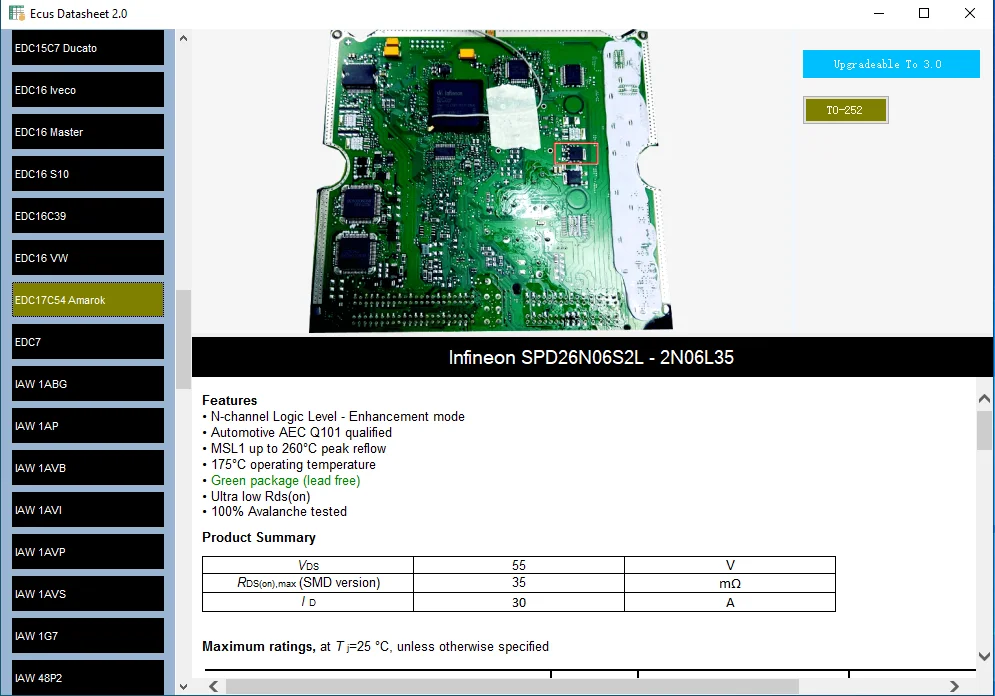 Ecus Datasheet 2.0 ECU reparasi Software PCB Schematics dengan komponen elektronik mobil ECUs dan informasi tambahan