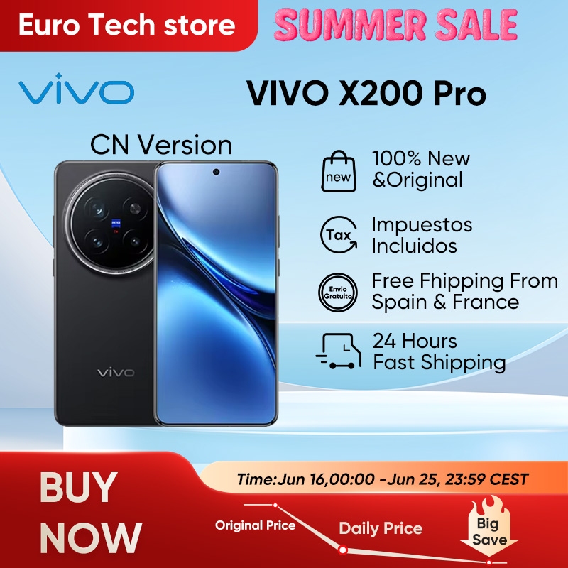 Original Vivo X200 Pro teléfono móvil 200.0MP cámara 90W carga 6,78 "AMOLED 120HZ 6000mAh batería Android 15,0 dimensión 9400