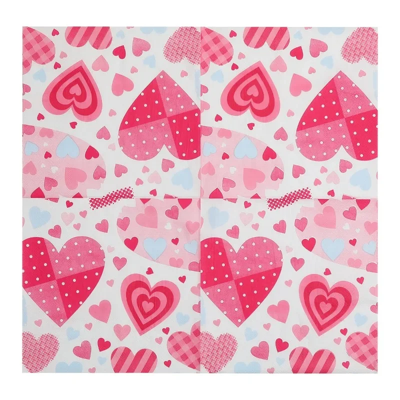10/20pcs Valentine's Day Napkin Love Series Colorful Paper Placemats Party Ambience Decorative Paper Butterfly Bone Bart Paper