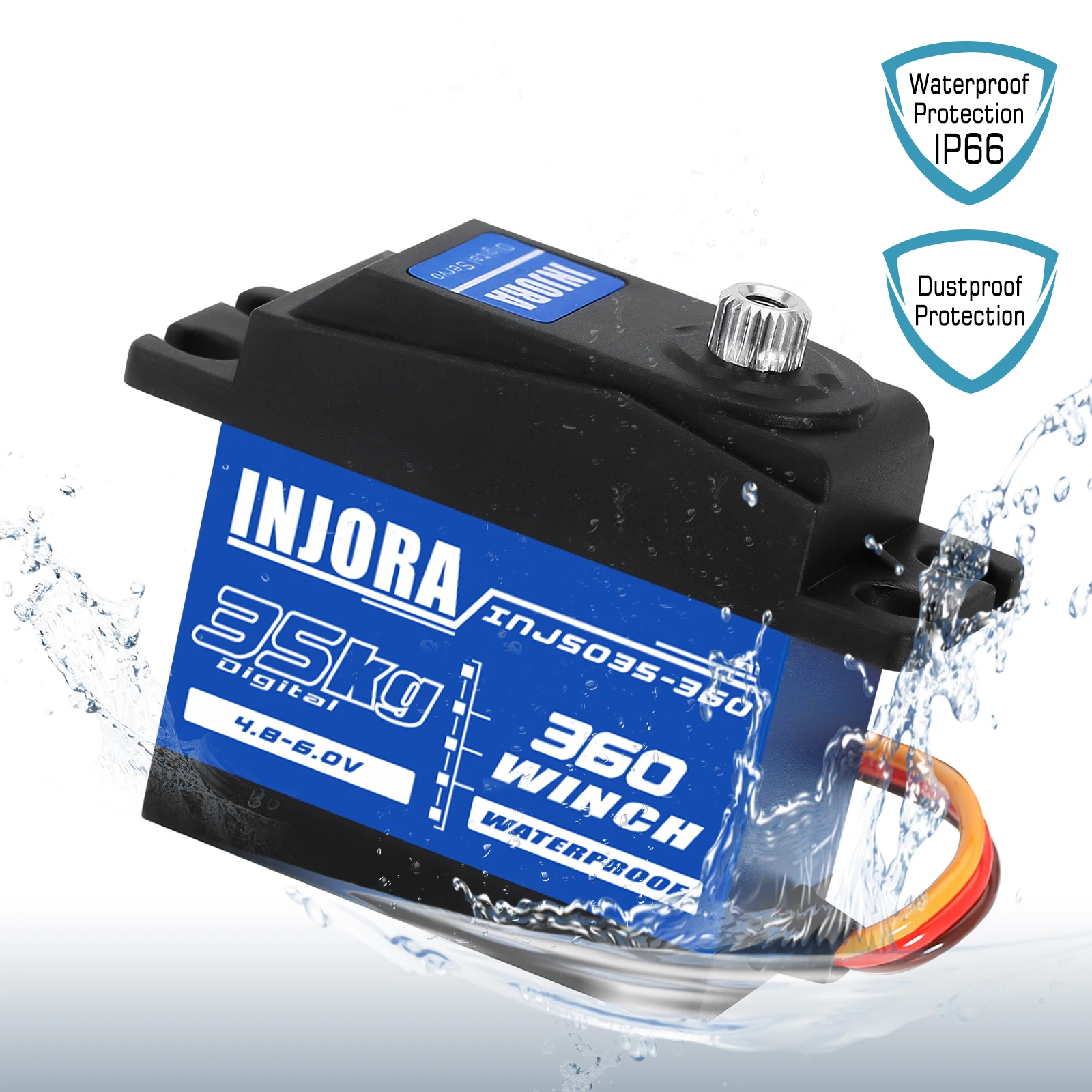 INJORA INJS035-360 35KG Waterproof 360° Rotation Digital Servo Winch Spool for RC Crawler Car Boat Model