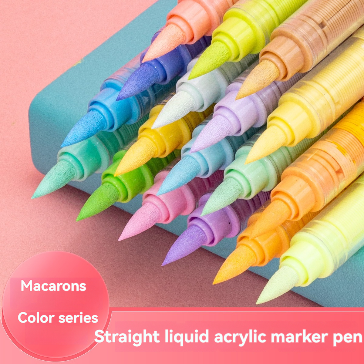 Caneta marcadora acrílica de 24 cores, líquida reta, sem pressão, cabeça macia, cor opaca, empilhável, arte, desenho, quadrinhos, coloração