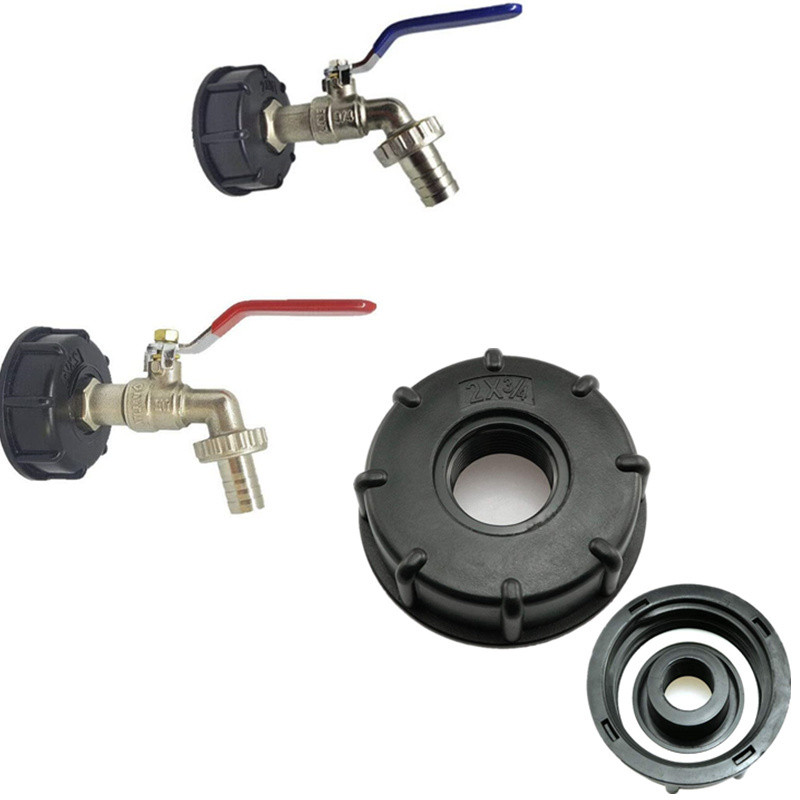 Adaptador de grifo de tanque IBC duradero, rosca gruesa S60 * 6 a conector de 1/2 ''3/4'' 1 ", válvula de repuesto de 1000L, accesorio de válvula para jardín y hogar