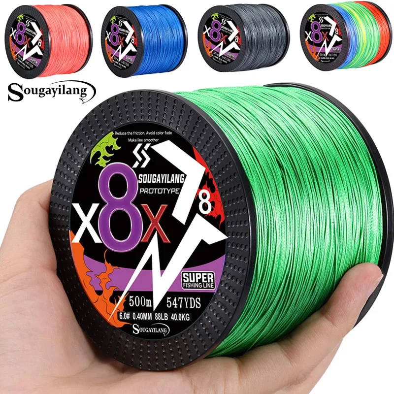 Sougayilang Lenza da pesca intrecciata X4 X8 100/300/500 Max Drag 66LB Multifilamento PE Linea per Bass Pike Accessori per la pesca alla carpa