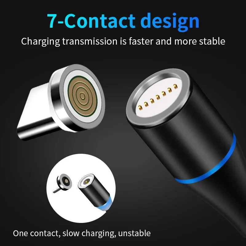 5A Super Fast Magnetizing Data Cable 3 In 1 Multi Function Mobile Phone Charging Cable For Iphone Android Huawei Typec Luminous