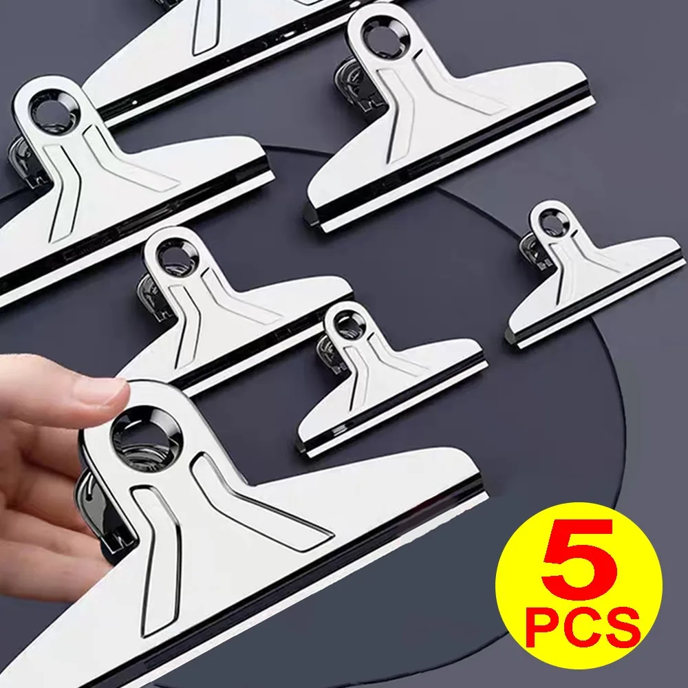 2/5PCS Stainless Clip 4/5.5/7/11.5/15/18mm Metal Clips for Bulletin Board Artworks Food Bag Photos Document Office Stationery