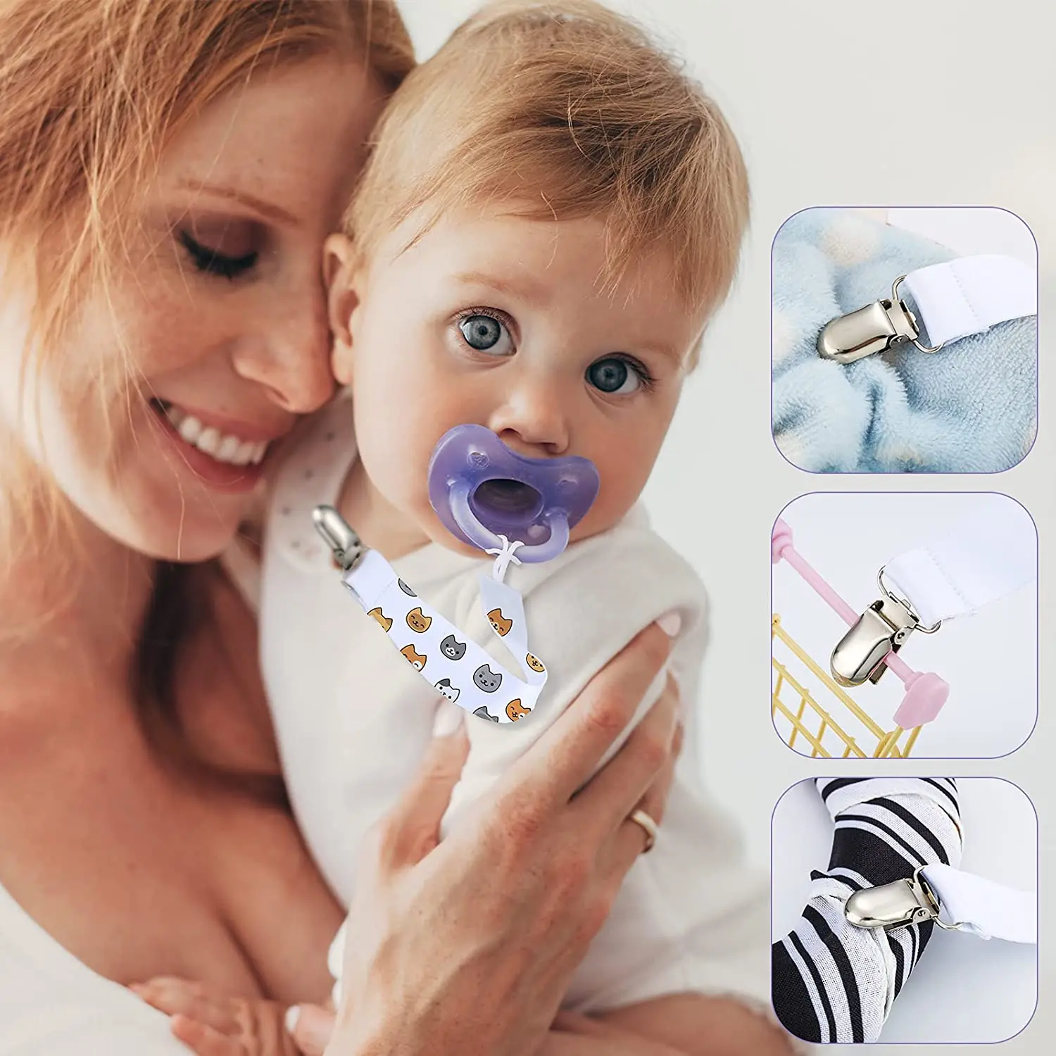 10 ชิ้น/ล็อตปลอดสารพิษ Texile คลิป Pacifiers ระเหิดช่องว่างพิมพ์ Baby Pacifier คลิปสําหรับชายหญิงเหมาะกับเด็ก Teething ของเล่น