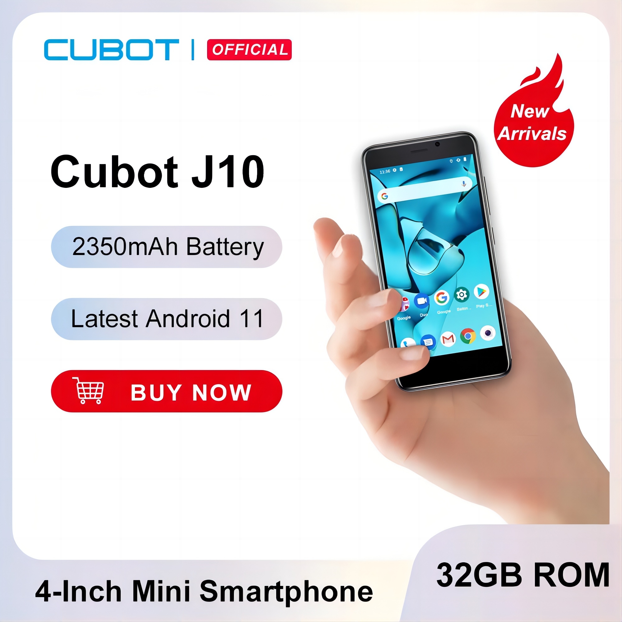 Cubot J10, สมาร์ทโฟน, Android 11, หน้าจอ 4 นิ้ว, โทรศัพท์มือถือ MINI, ROM 32GB (ขยาย 128GB), ซิมคู่ 3G, Face ID, แบตเตอรี่ 2350mAh, กล้องหลัง 5MP, โทรศัพท์ปลดล็อคราคาถูก, smartphone, smart phone