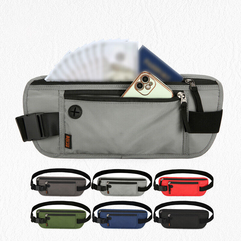 กระเป๋าคาดเอวสำหรับเดินทางกระเป๋าคาดเอวสำหรับเล่นกีฬากันผ่าน RFID กระเป๋าคาดเอวมีซิปกระเป๋าเงินที่ซ่อนอยู่กันน้ำกระเป๋าคาดเอวสำหรับวิ่ง