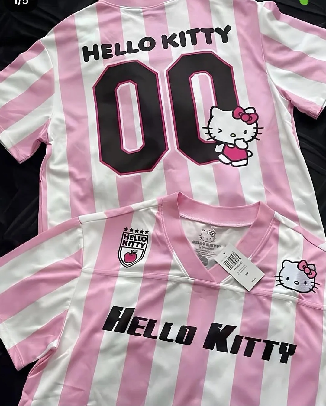 Cartoon Hello Kitty Tshirt Fashion Sportswear Women Men V-neck Pajamas Loose Casual Lightweight Breathable Streetwear Tops