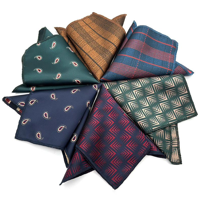 Quadrado de Bolso Jacquard Masculino, Novo Padrão, Poliéster, Pena, Lenço Listrado, Negócios, Festa de Casamento, Acessórios Smoking, Elegante