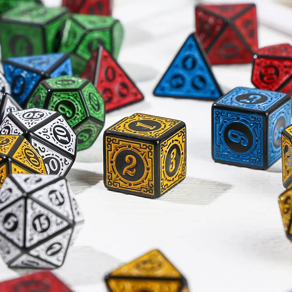 テクスチャパターンの多面体サイコロセット,ボードゲーム,rpgアクセサリ,d4,d6,d8,d10,d %,d12,d20,7個