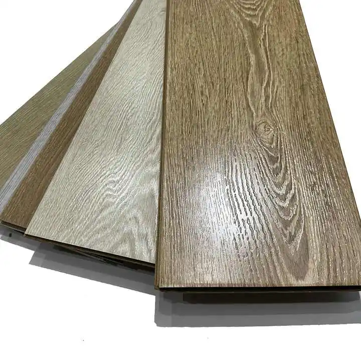 Simplicidad moderna, suelo de madera laminada HDF de 12mm, instalación de clic de grano de madera AC4, técnicas de alto brillo, tratamiento de superficie mate