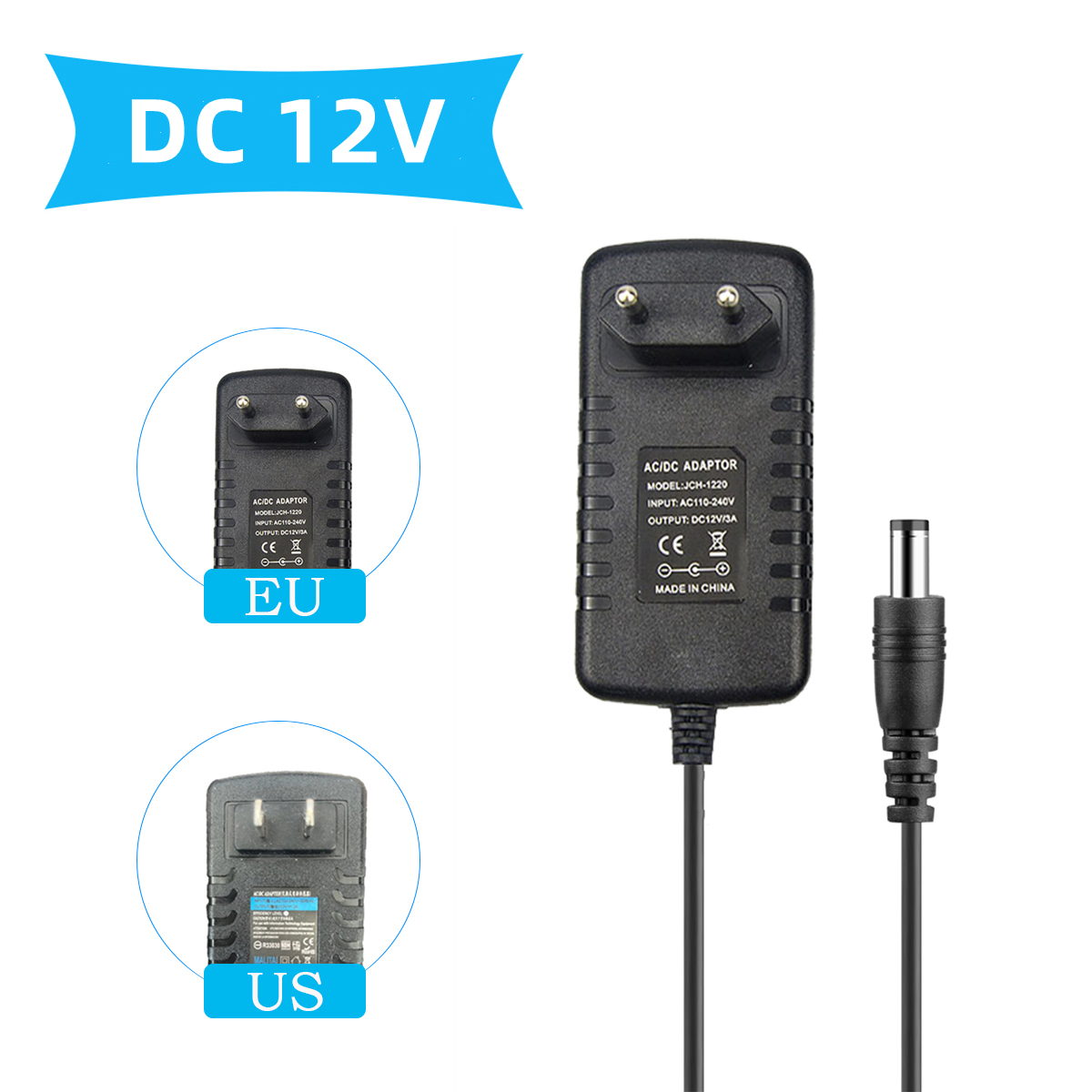 12V Netzteil Transformator mit EU/US Stecker Ladegerät Konverter AC 100-240V zu DC 12V LED Beleuchtung Adapter Treiber 1A 2A 3A 5A 8A