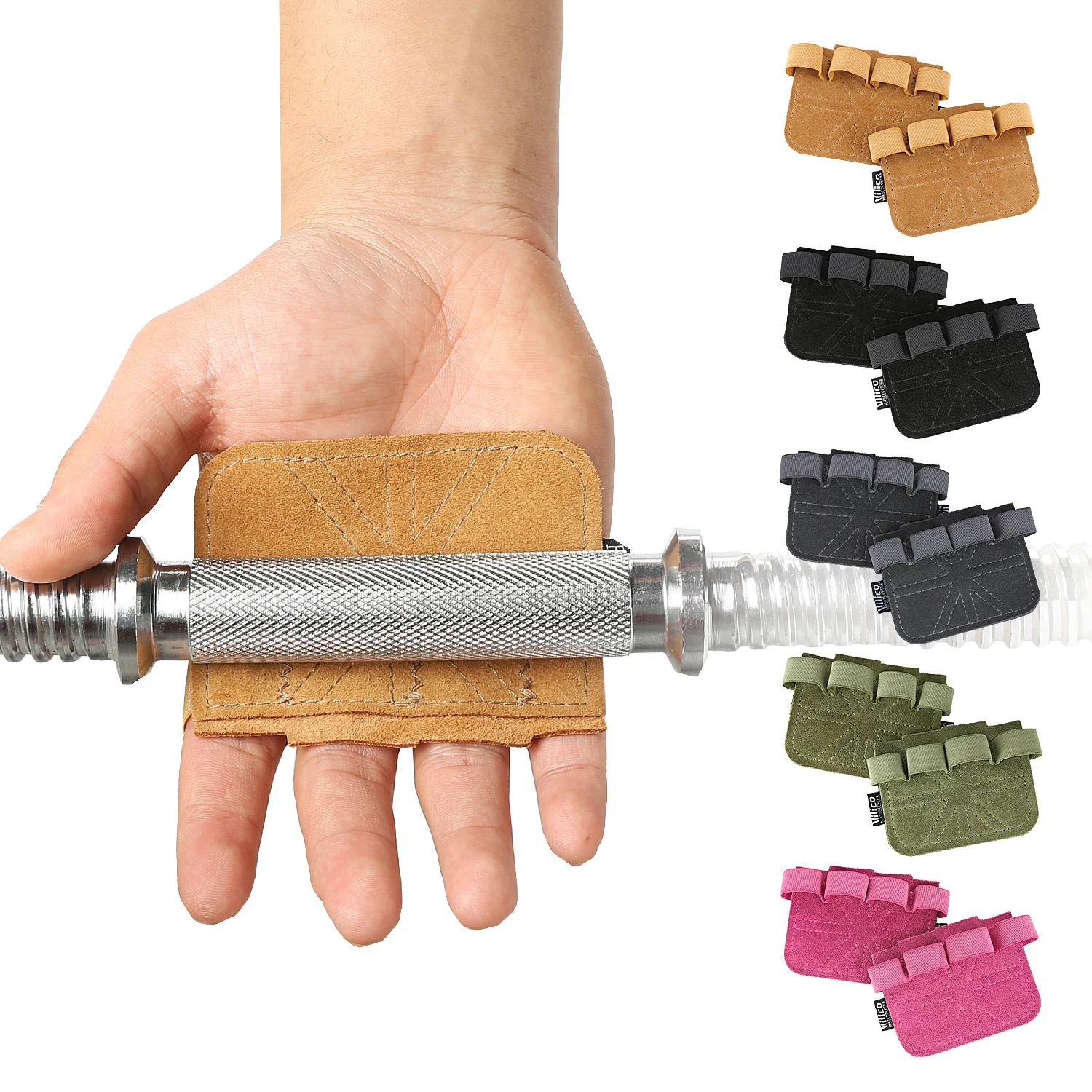1 Paar Gewichtheberhandschuhe aus Rindsleder, Vierfinger-Handflächenschutz, rutschfest, verschleißfest, für Fitness, Sport, Training, Handflächenschutz