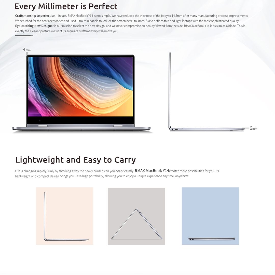BMAX Y14 2025 360 ° Laptop 14 calowy dotykowy Notebook 16GB RAM LPDDR5 512GB SSD Windows 11 1920*1080 IPS Intel N100 laptopy komputerowe