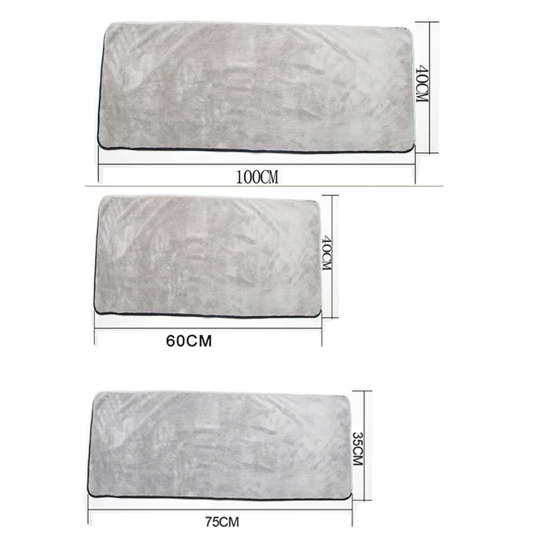 Toalha de microfibra para lavagem de carro, 100x40 60x40cm, secagem rápida, limpeza automática, pano extra macio, alta absorção de água para acessórios de lavagem