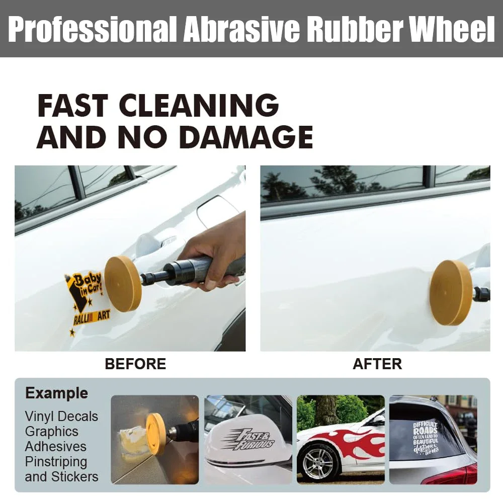 90mm Decal Remover Eraser Wheel Car Decal Vinyl Tape Adhesive Remover Wheel for Drill Rubber Eraser Cleaning Tool