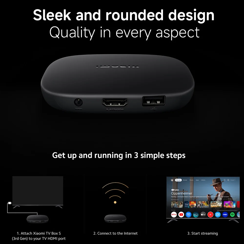 Versión Global Xiaomi TV Box S 3.a generación 4K Ultra HD 2G 32G WiFi BT5.2 Google TV Cast Netflix Smart TV Box reproductor multimedia