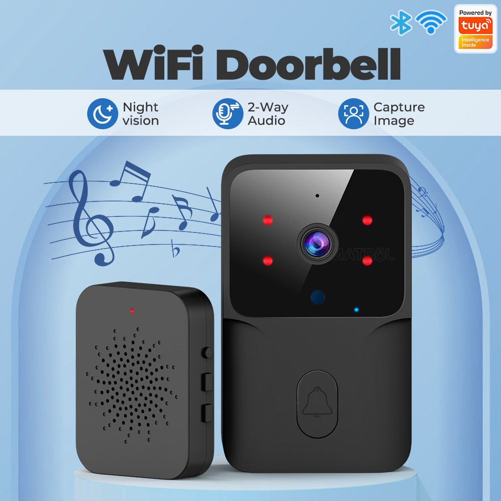 Dzwonek do drzwi Tuya WiFi 2.4GHz Bezprzewodowy Dzwonek z Kamerą do Systemu Bezpieczeństwa Domu