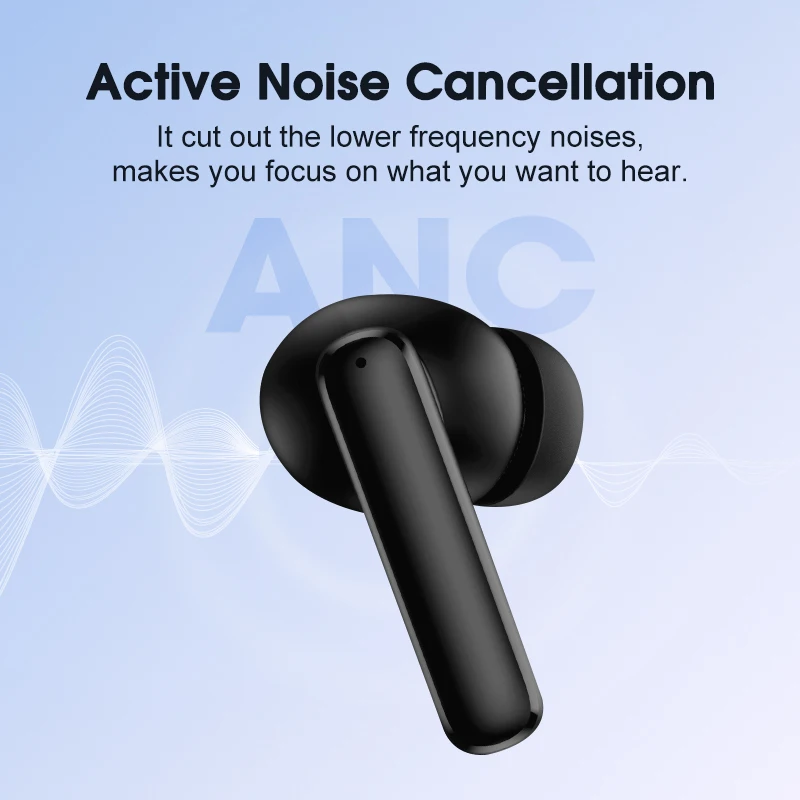 Qcy T13 ANC หูฟังไร้สายตัดเสียงรบกวนแบบแอกทีฟ28dB บลูทูธหูฟัง5.3มีความหน่วงต่ำ0.068'