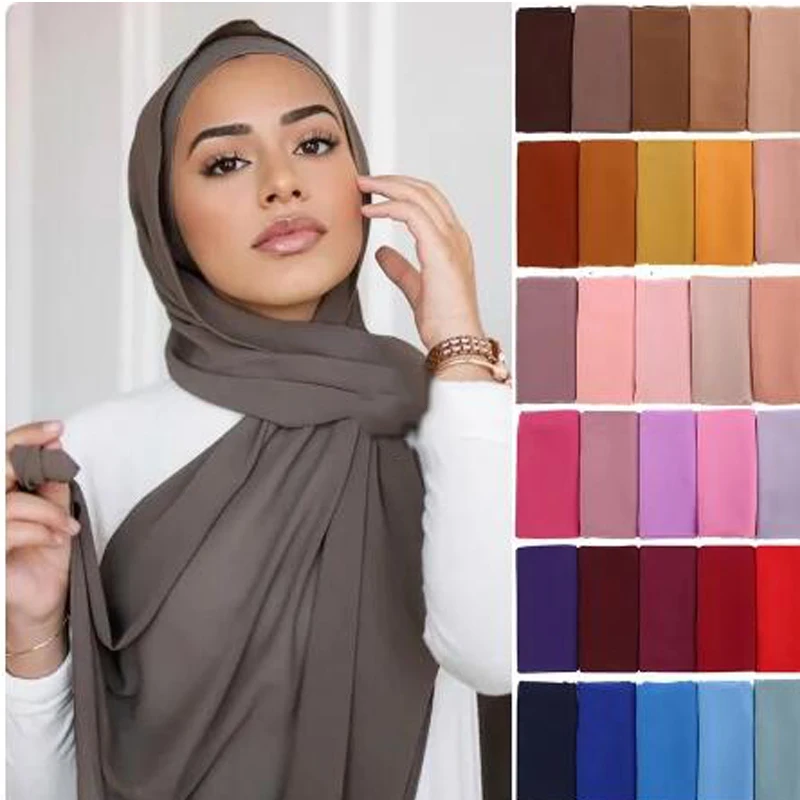 Liquidação_clássico muçulmano menina chiffon hijab cachecol feminino longo envoltório de cabeça para casamento hijabs cachecóis véu 180*70cm lenço_