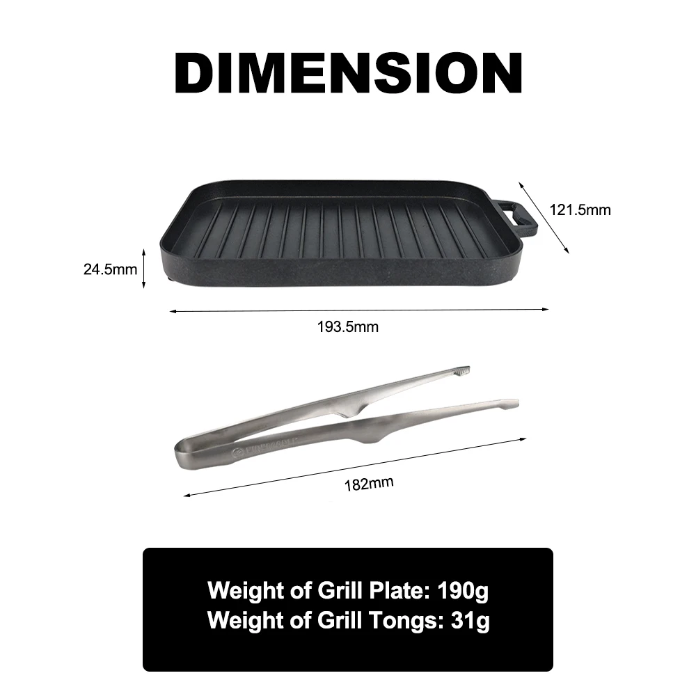 FireMaple-Juego de Mini platos para parrilla, barbacoa rectangular antiadherente, gruesa, resistente al calor, versátil, para acampar al aire libre