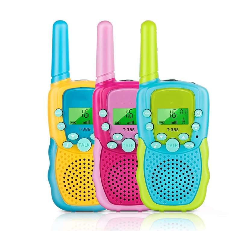 Walkie Talkies de 3 piezas para niños, rango de 3 KM, juguetes Stem para actividades en interiores y exteriores, regalos de cumpleaños para niños y niñas