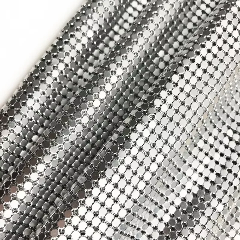 3 มม.เลื่อมโลหะผ้าตาข่ายเงาสีดําเงินทองโลหะผ้าสําหรับ Chainmail เย็บเสื้อผ้าชุดราตรี