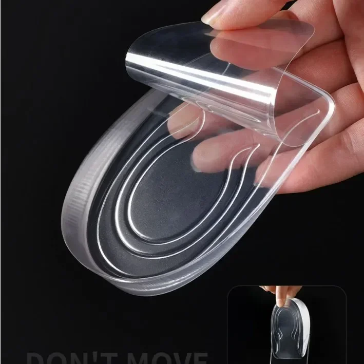 1CM 3CM Invisible Height Increase Insoles Silicone Gel Heel Lifting Inserts Transparent Foot Care Protector Elastic Shoe Inserts