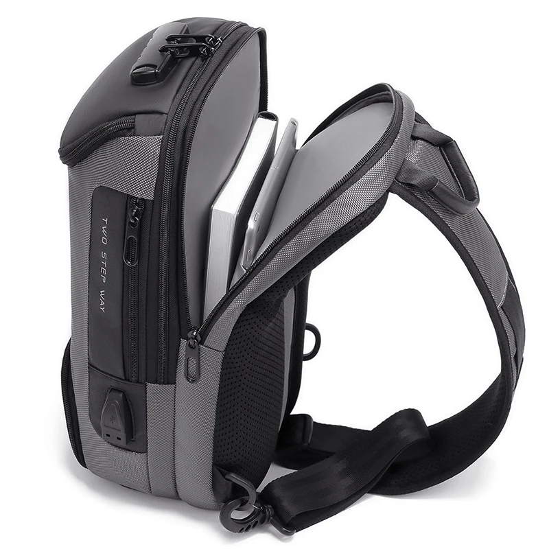 Männer Mode Anti-diebstahl Lock Multifunktions Schulter Taschen USB Lade Sling Crossbody Reise Messenger Brust Tasche Pack Für Männliche