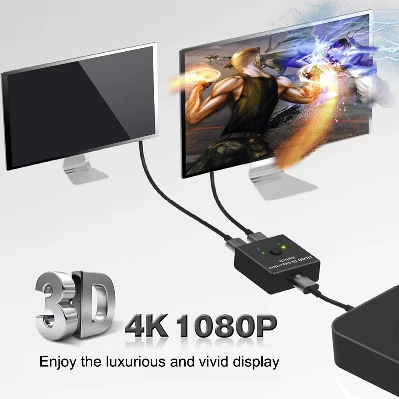 Switch Bi-Direction 2.0 Splitter HDMI-compatible 1x2/2x1 Adapter 2 in 1 out Converter for 4K Switcher PS4 Pro/4/3 TV Box  ﻿