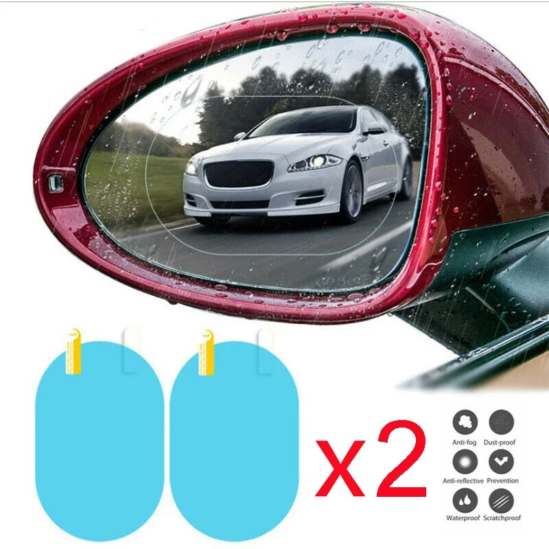 Espejo retrovisor de 2 piezas, película transparente a prueba de lluvia, pegatina protectora para coche, motocicleta, bicicleta, película impermeable antivaho