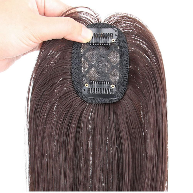 Moda cabeça peruca peça simulação volume do cabelo aumentar meio separação bloco de cabelo reto perucas de uma peça para uso diário feminino