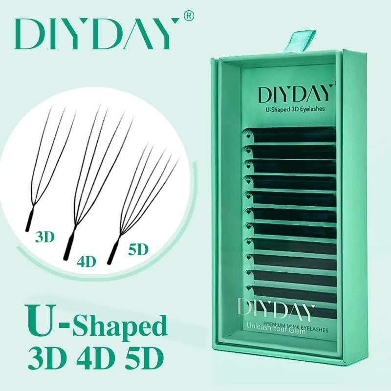 DIYDAY U-образные 3D 4D 5D Наращивание ресниц Новый стиль U-образной формы W Bloom Lashes Готовые вееры Легкие пушистые норковые искусственные ресницы