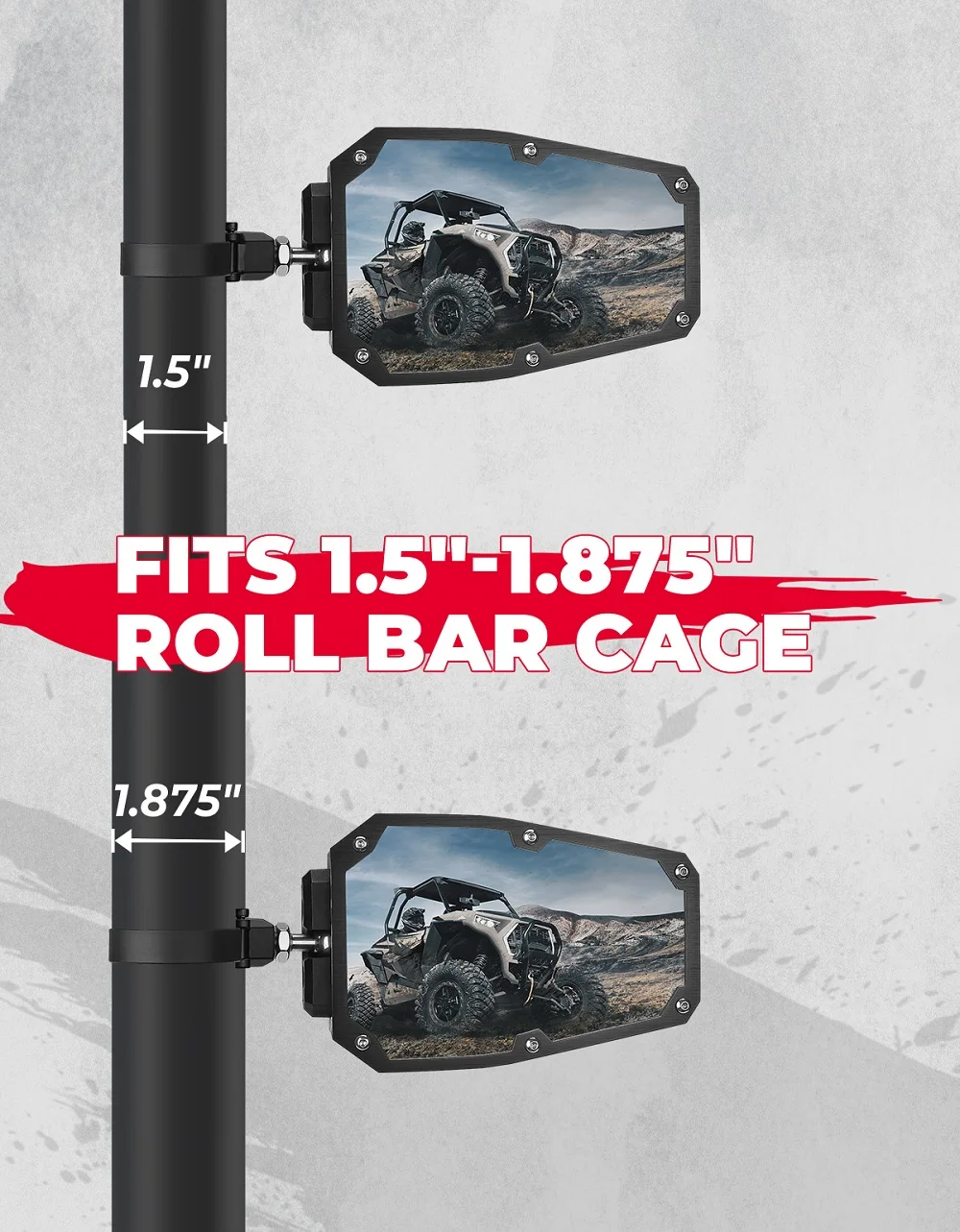 KEMIMOTO 1.5-1.875 "UTV กระจกมองหลังใช้งานร่วมกับ Polaris RZR 1000 สําหรับ Can-am Maverick X3 สําหรับ Cfmoto สําหรับ John Deere