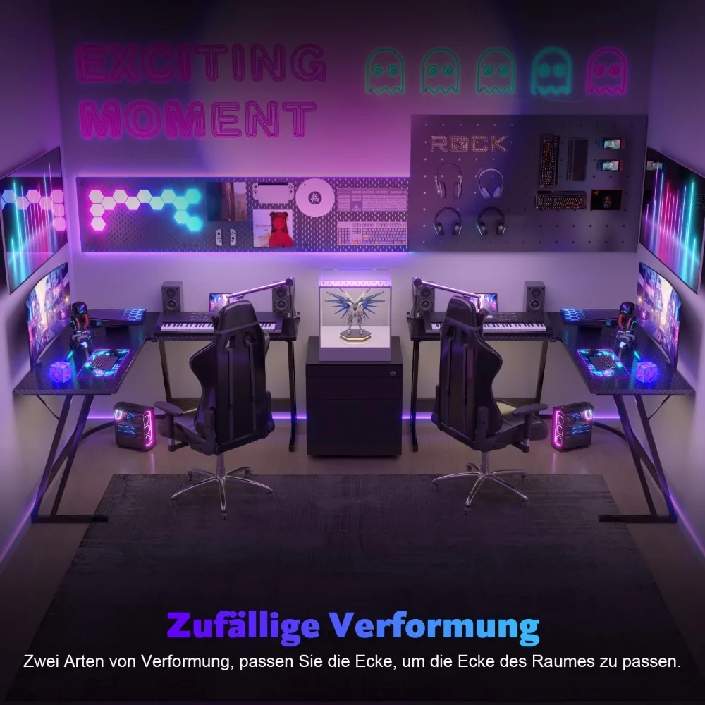 Moderner Computertisch, L-förmiger Gaming-Schreibtisch, großer PC-Eckschreibtisch (120 x 120 cm)
