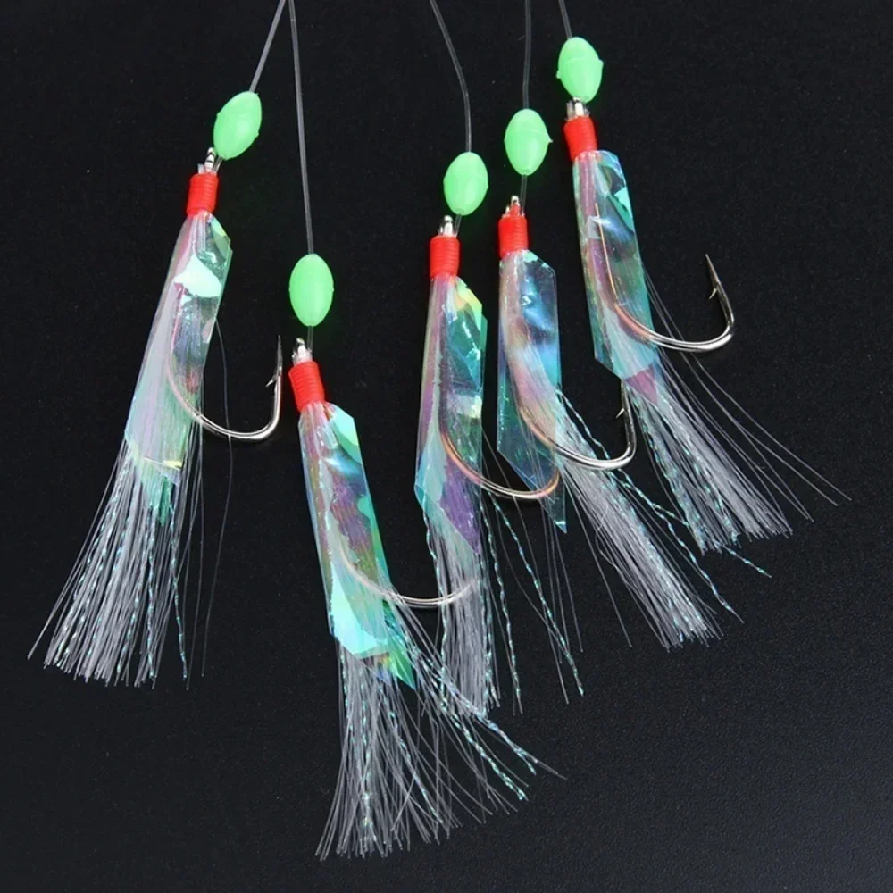 5 pçs/set multi-cor macio silverskin conjunto de isca de pesca imitação de peixe camarão isca com cristal farpado gancho para variedade de peixes