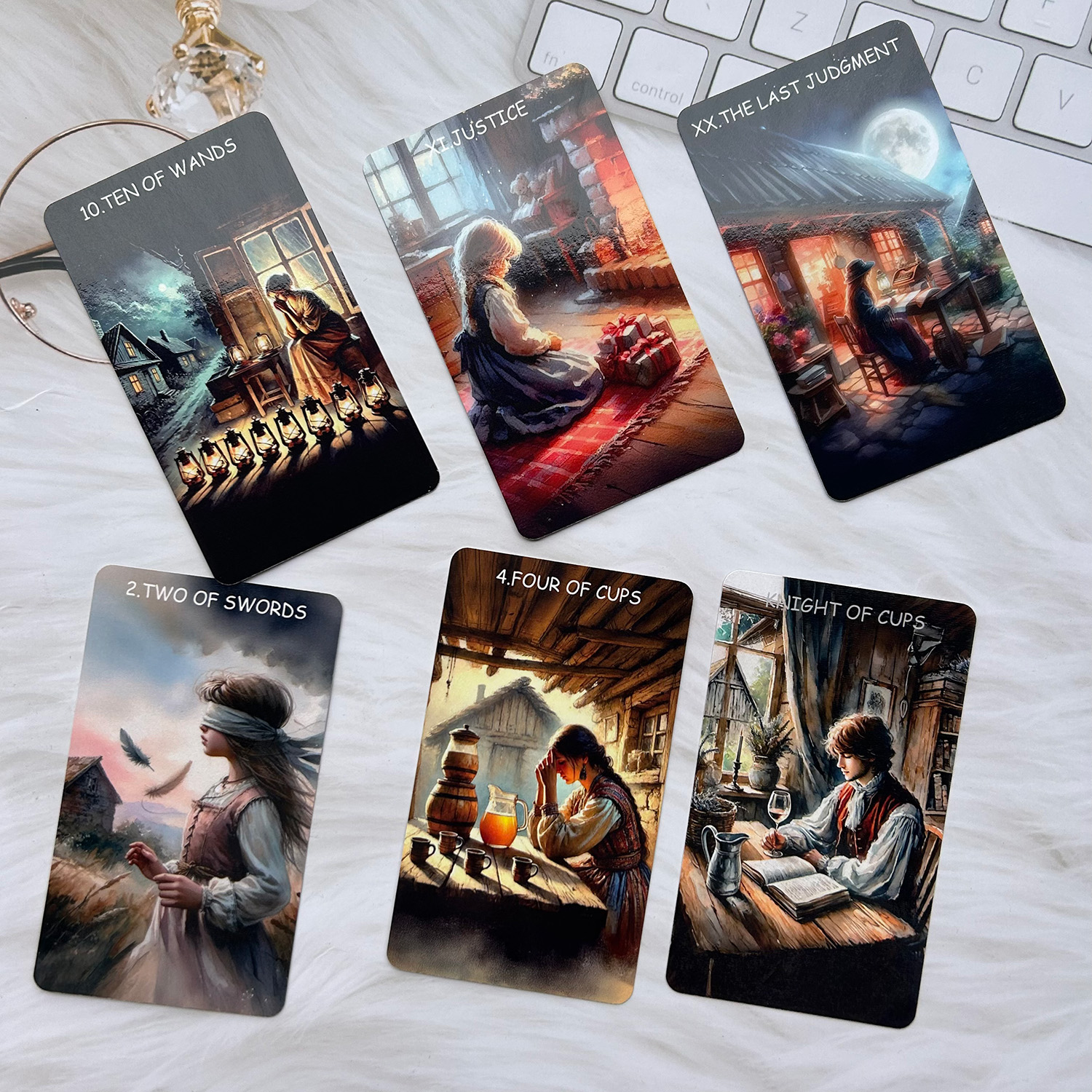 78PCS 70*120mm Tarot English PDF Guide Double-sided Film Scratch-Proof Divination Rune Board Game