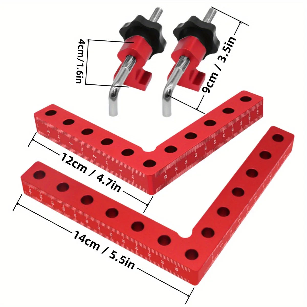 1/2 Pack Right Angle Positioning Squares - 120/140mm 90 Degrees L-Type Corner Clamp - Aluminum Fixing Clip Clamping Square Tool