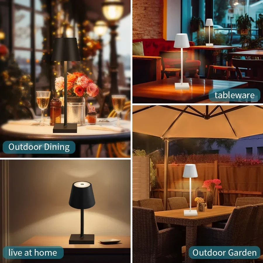 Hotel Schnurlose LED Wiederaufladbare Touch Tischlampe 3 Farben Nachttisch Kreative Umgebungslichter Led Schreibtischlampe Bar Outdoor Dekor Licht