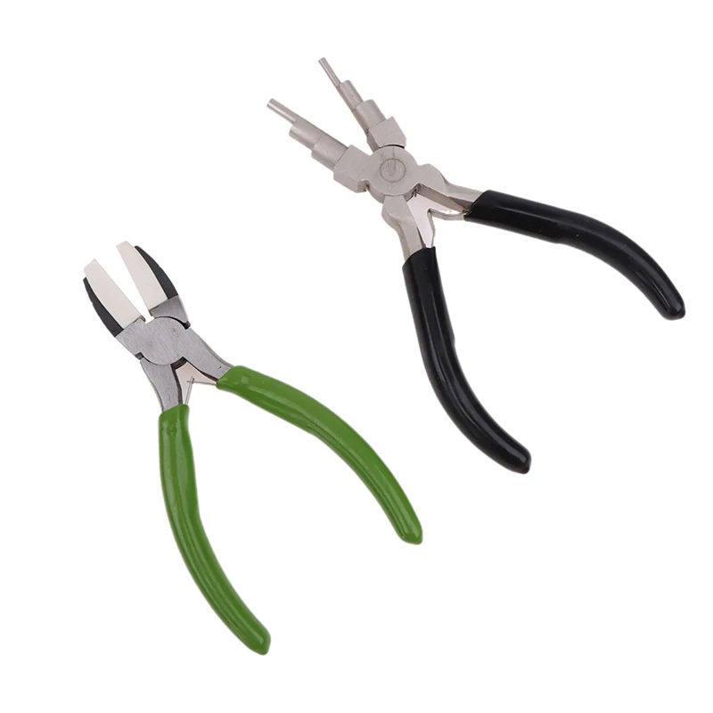 Alicates de punta plana verde, alicates de punta redonda 6 en 1 negros para envolver cables, fabricación de joyas, fabricación de bucles, alicates diagonales duraderos