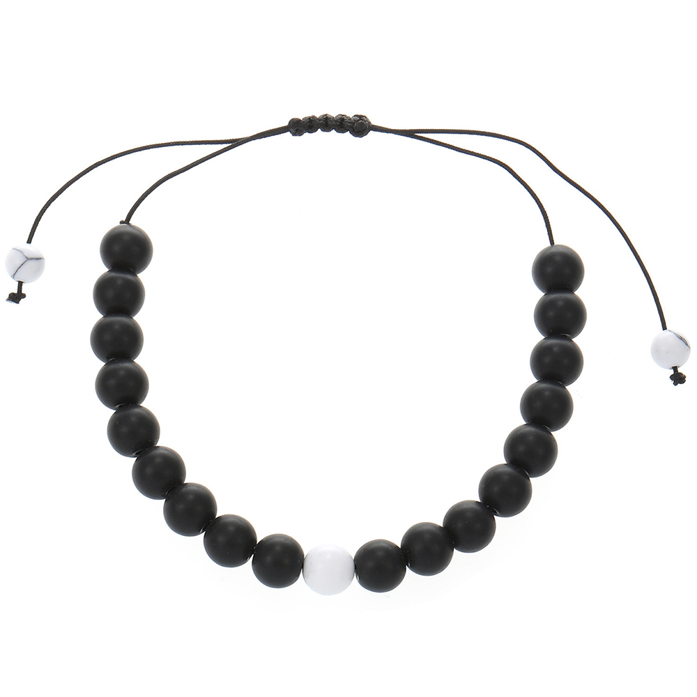 Set da 2 pezzi di braccialetti neutri con energia naturale bianco turchese nero bianco braccialetti coordinati semplice stile retrò creativo