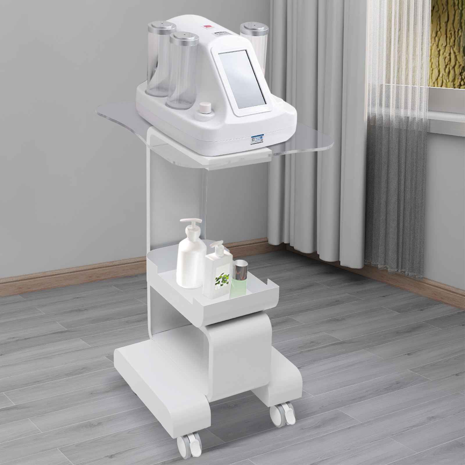 3 niveaux Beauté 360 °   Support de Salon de coiffure pivotant, chariot roulant, support de Machine SPA, équipement de travail, Table d'organisation, blanc