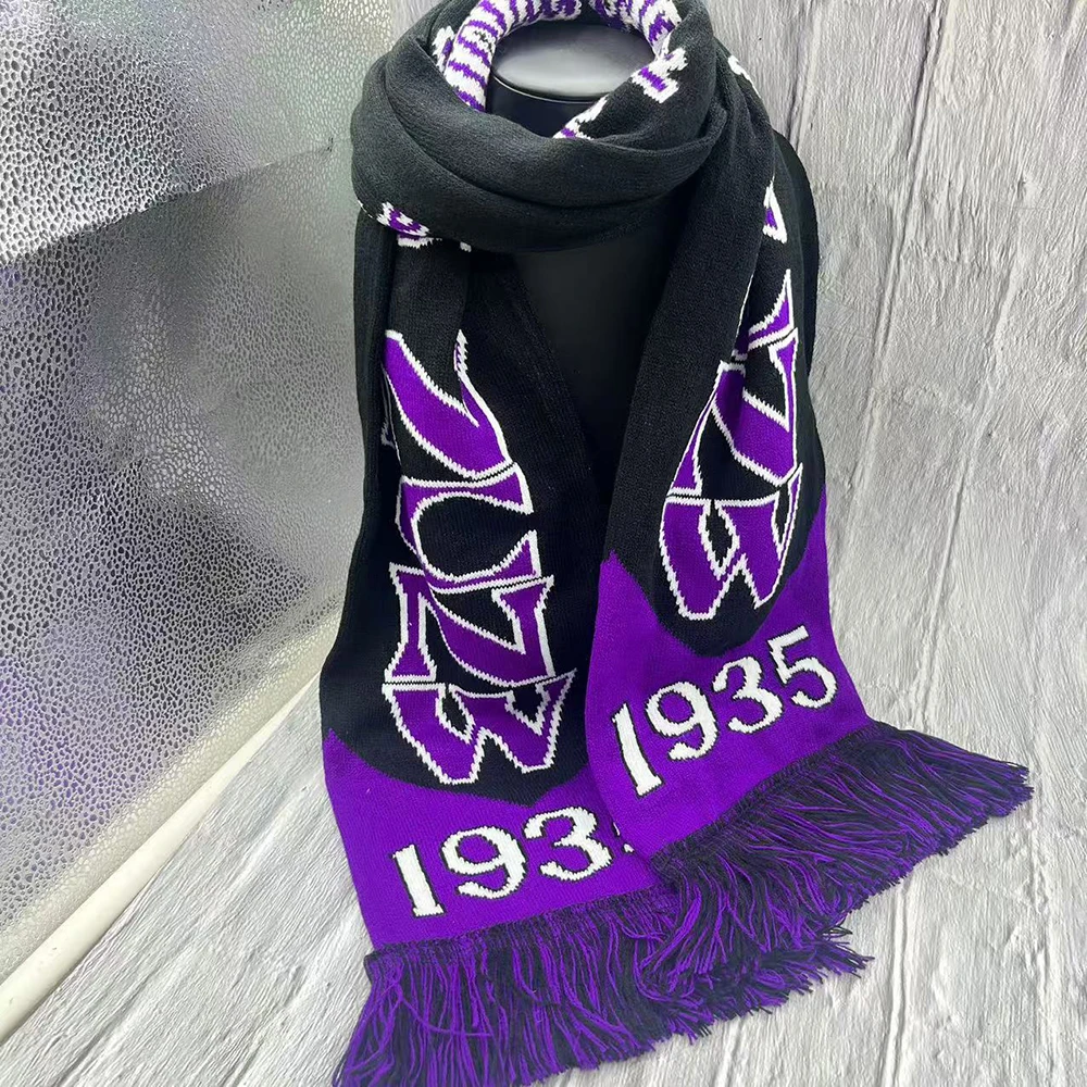 NCNW Sorority Letters 1935, фиолетовый, черный вязаный шарф, набор шапок